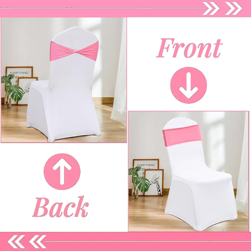 Fbewom Pink Chair Sashes Bows 50 Pcs Spandex Chair Bands Ties Without Buckle Decorations for Wedding Birthday Party Events Ceremony - Image 4